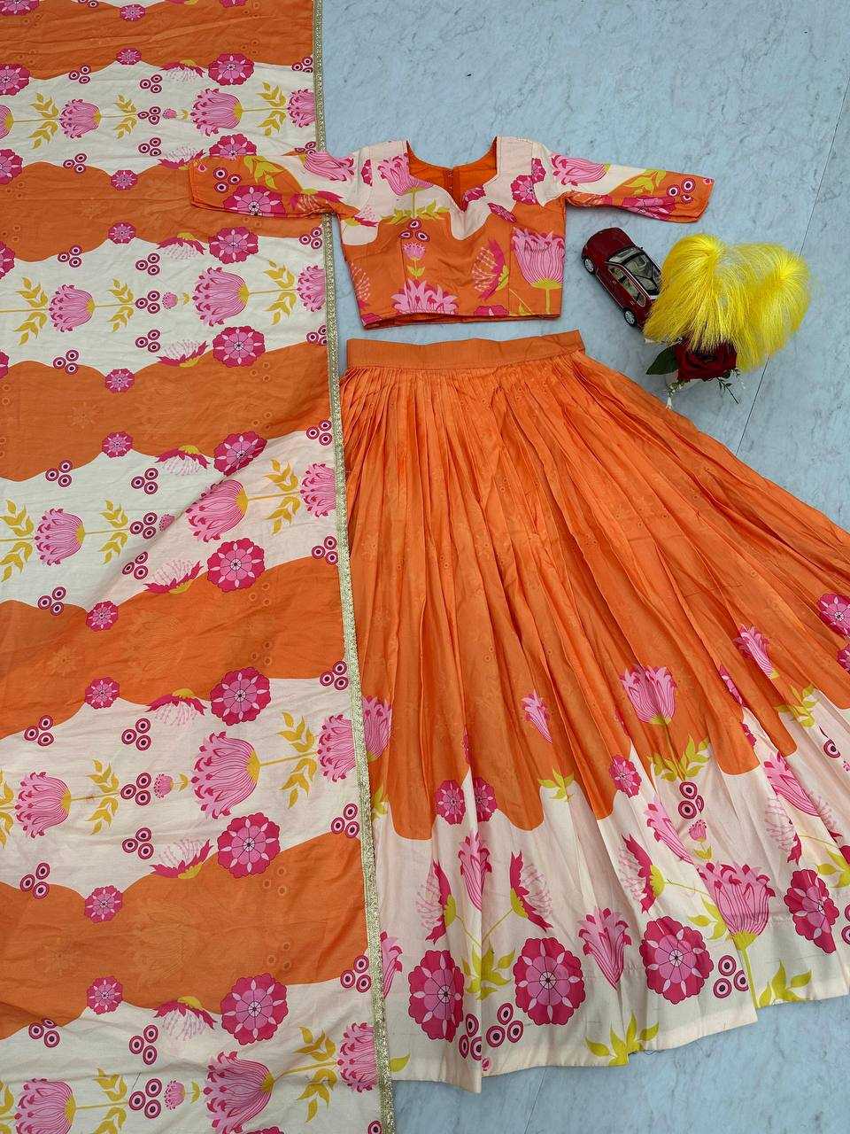 YNF COTTON KESH119 465 LEHENGAS WHOLESALE YELLOW TRADITIONAL PRINTED LEHENGAS MANUFACTURER - Deevit International