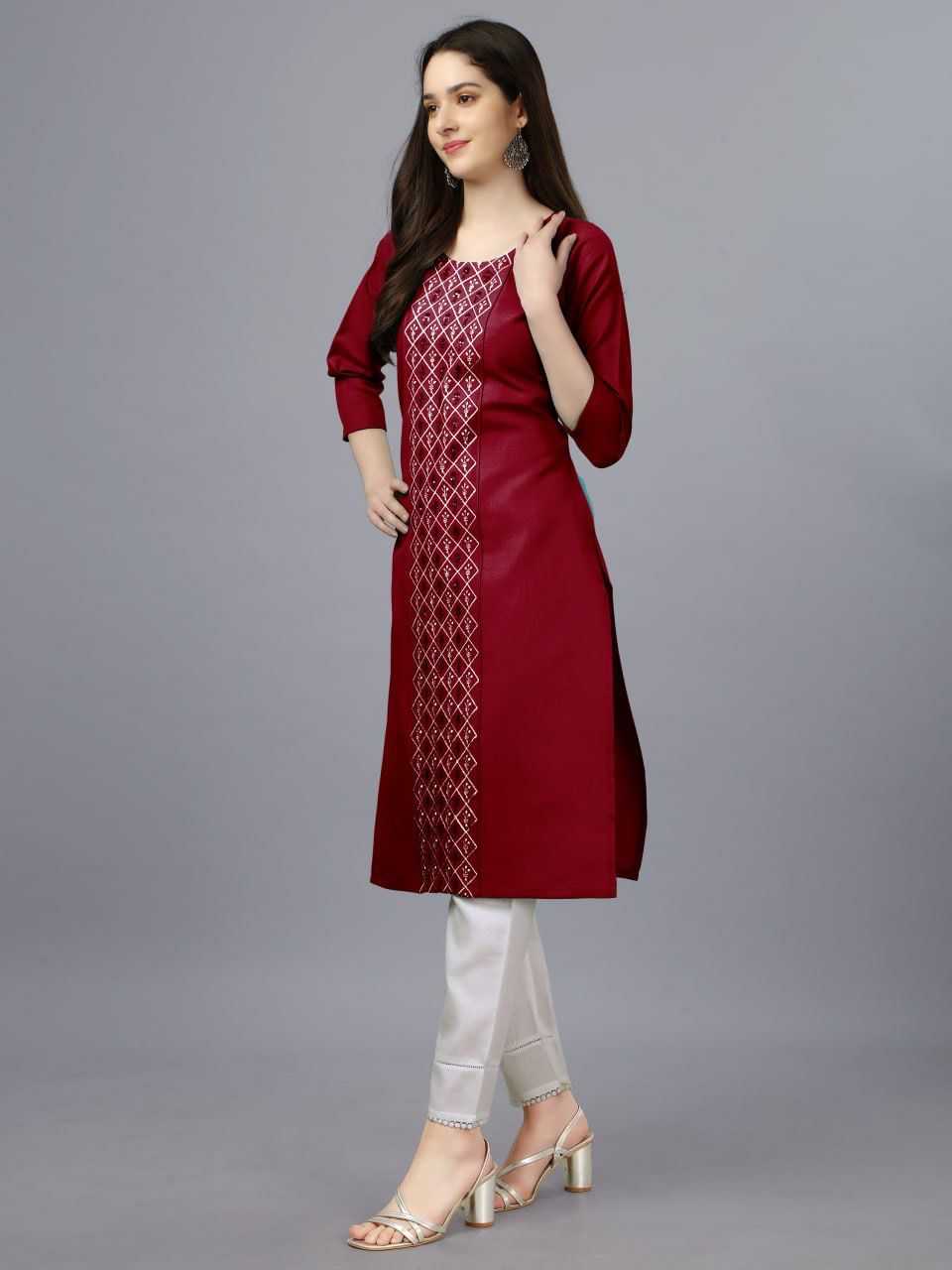 YNF COTTON KESH252 PIC03 KURTIS WHOLESALE COTTON FANCY EMBROIDERED KURTIS MANUFACTURER - Deevit International