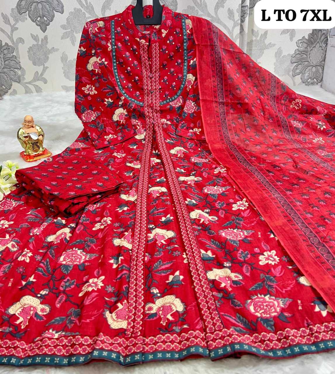 YNF COTTON KESH256 RNF18 SUIT WHOLESALE LONG ANARAKLI COTTON PRINTED LADIES LONG SUIT MANUFACTURER - Deevit International