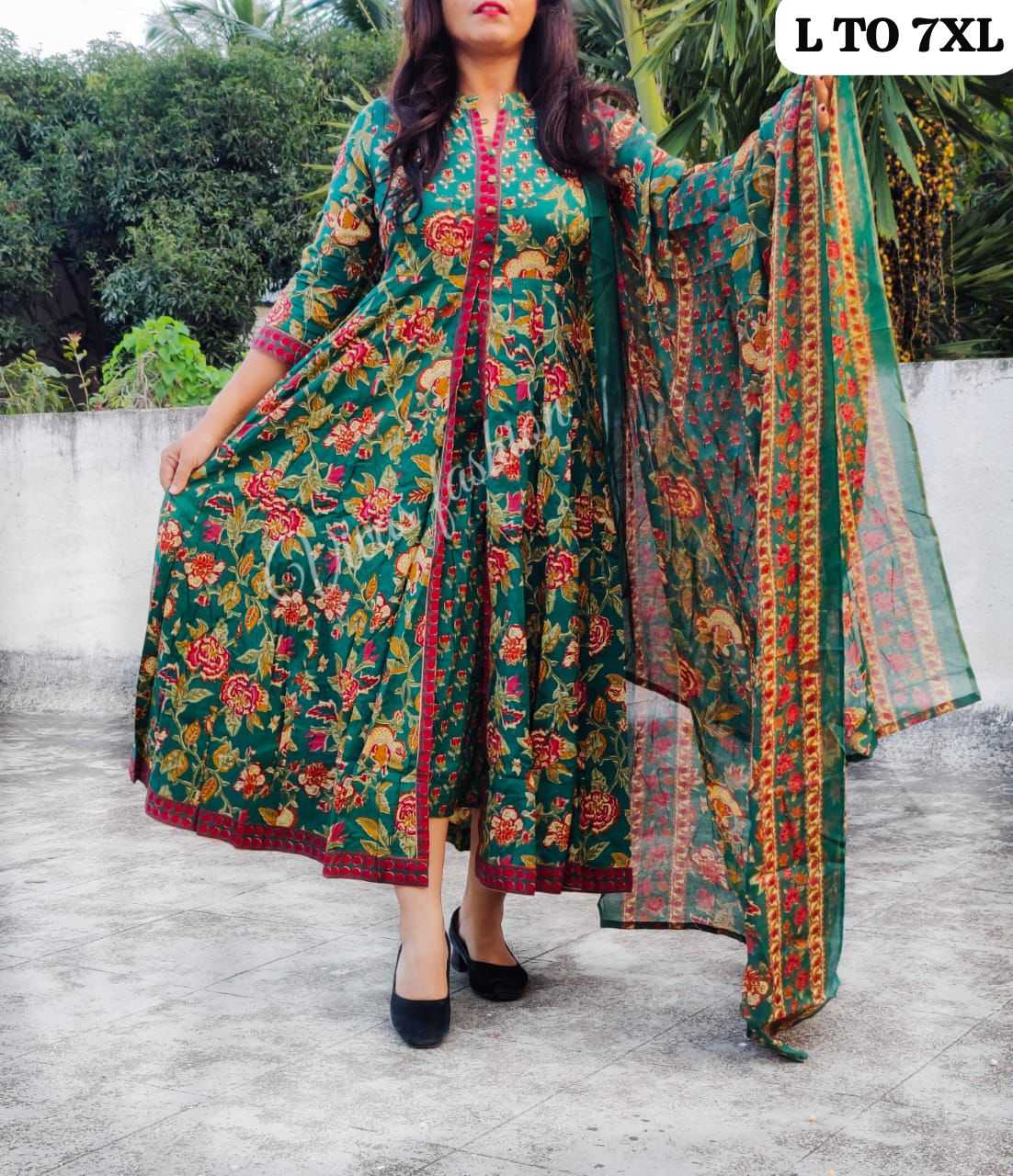 YNF COTTON KESH256 RNF18 SUIT WHOLESALE LONG ANARAKLI COTTON PRINTED LADIES LONG SUIT MANUFACTURER - Deevit International