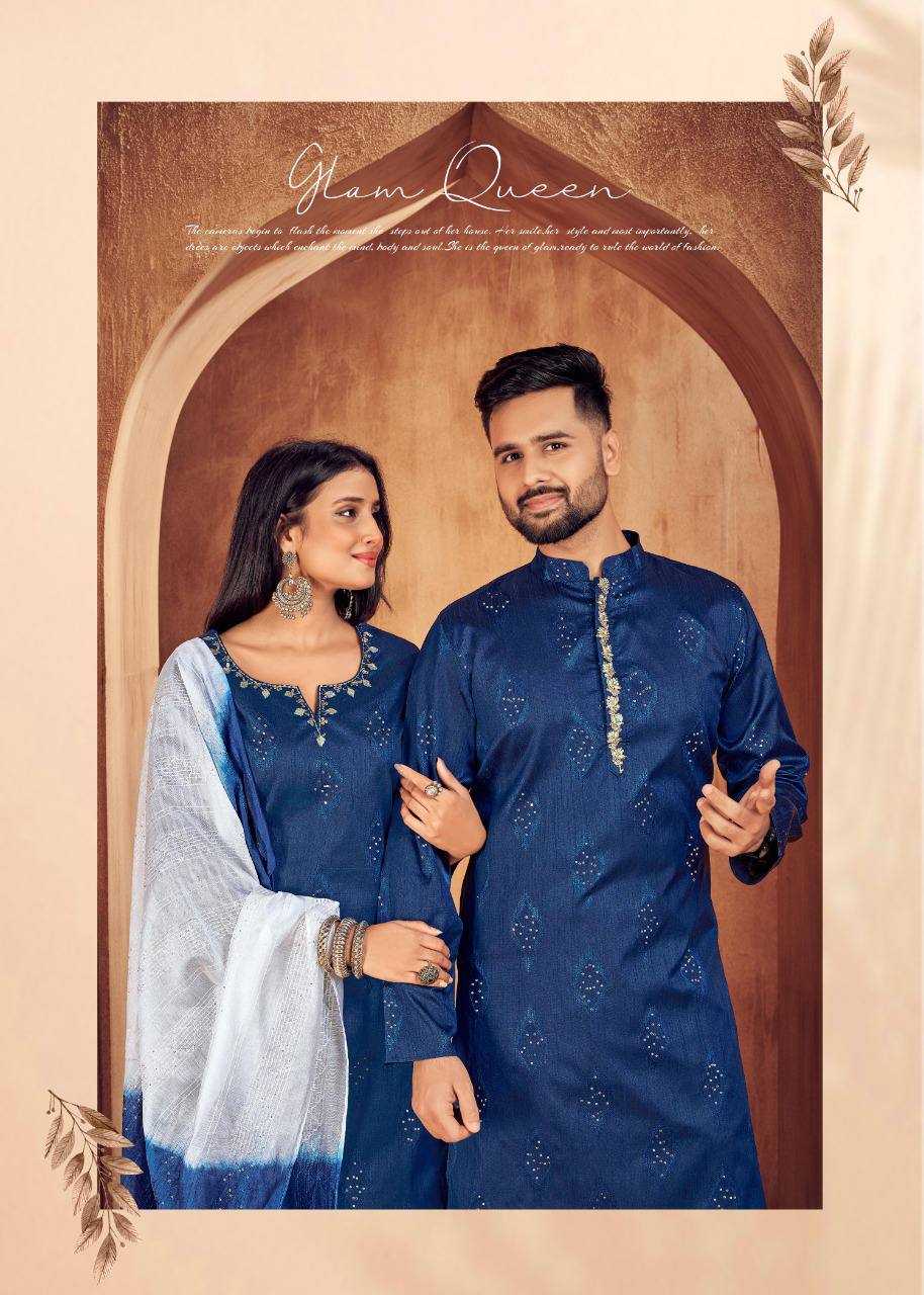 YNF COTTON RIN131 11 COUPLE WEAR WHOLESALE MENS KURTA PAYJAM & FEMALE KURTIS BOTTOM MANUFACTURER - Deevit International