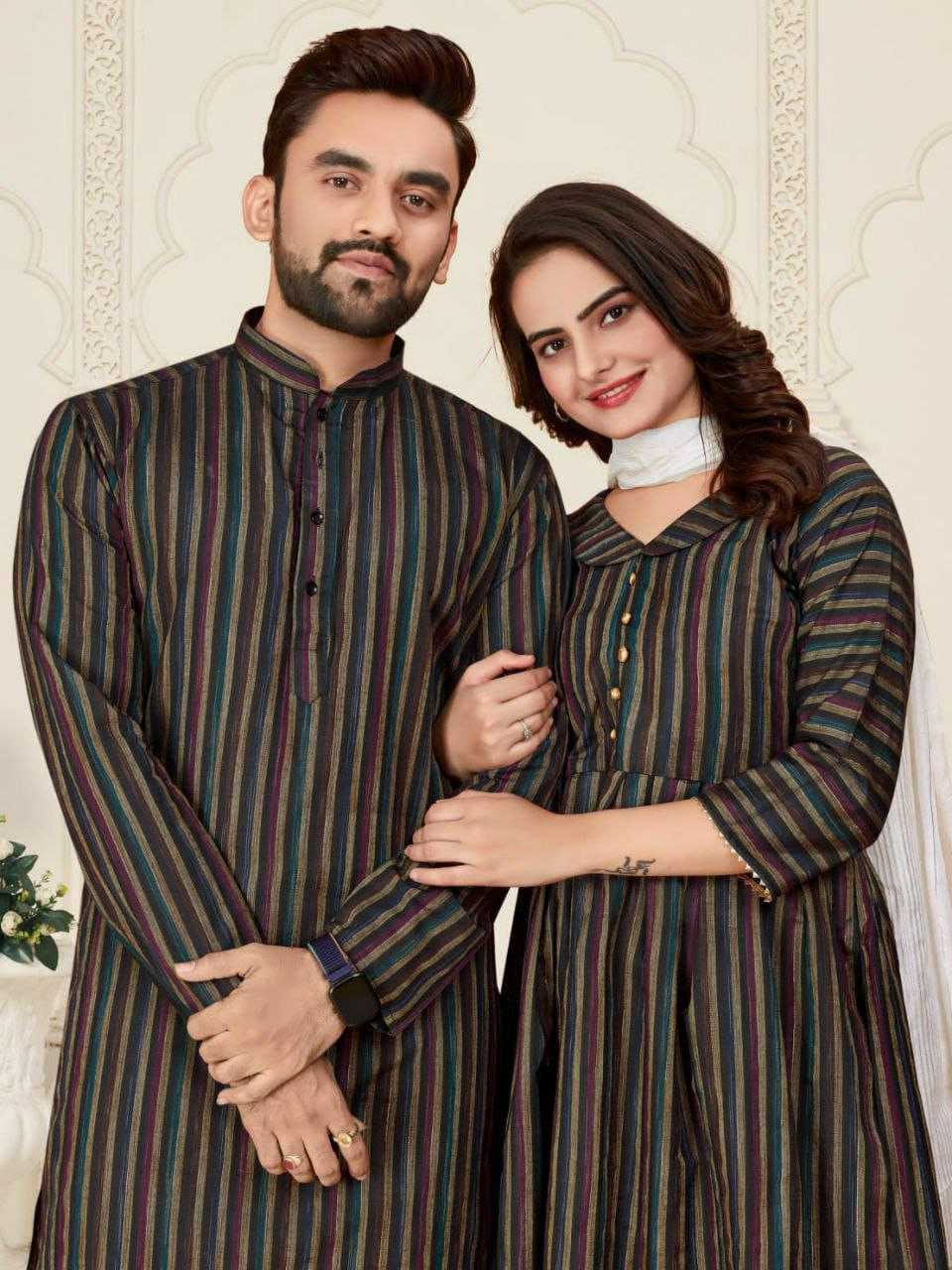 YNF COTTON RIN191 DHRUV-TARA COUPLE WEAR WHOLESALE MENS KURTA PAYJAM & FEMALE KURTIS BOTTOM MANUFACTURER - Deevit International