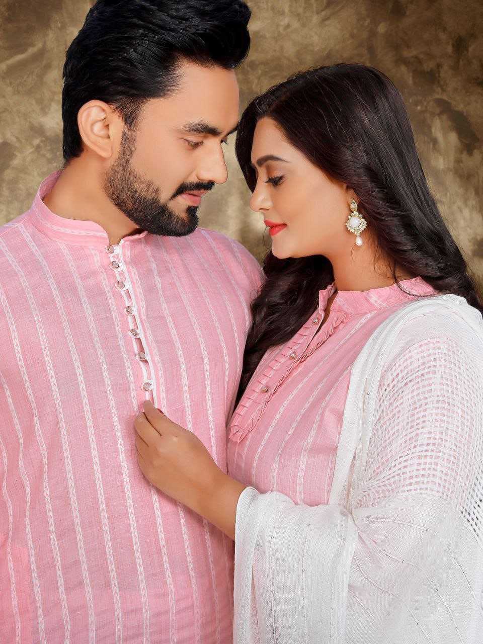 YNF COTTON RIN191 Madhu-Baala COUPLE WEAR WHOLESALE MENS KURTA PAYJAM & FEMALE KURTIS BOTTOM MANUFACTURER - Deevit International