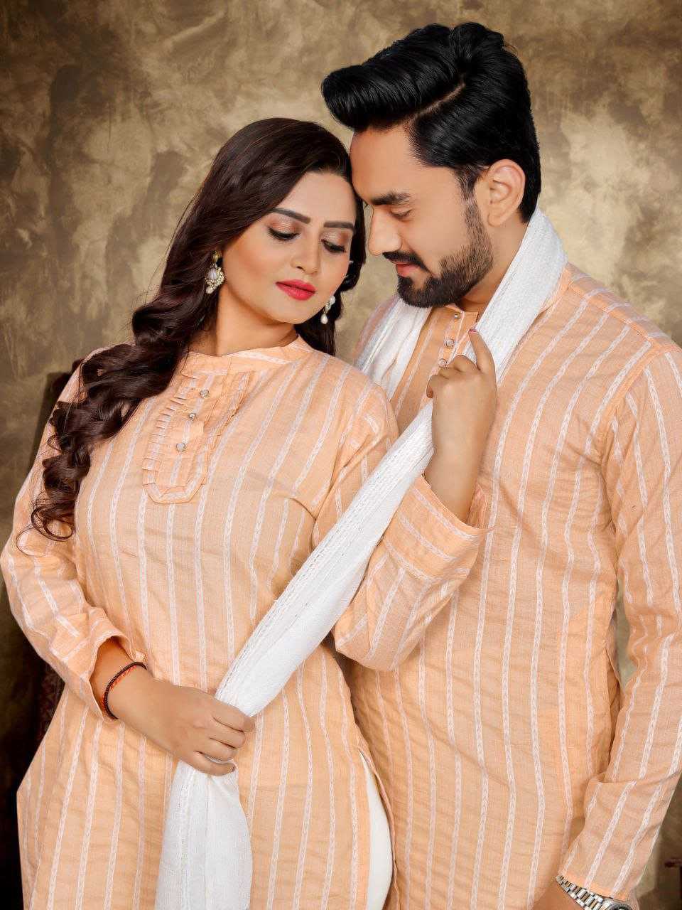 YNF COTTON RIN191 Madhu-Baala COUPLE WEAR WHOLESALE MENS KURTA PAYJAM & FEMALE KURTIS BOTTOM MANUFACTURER - Deevit International