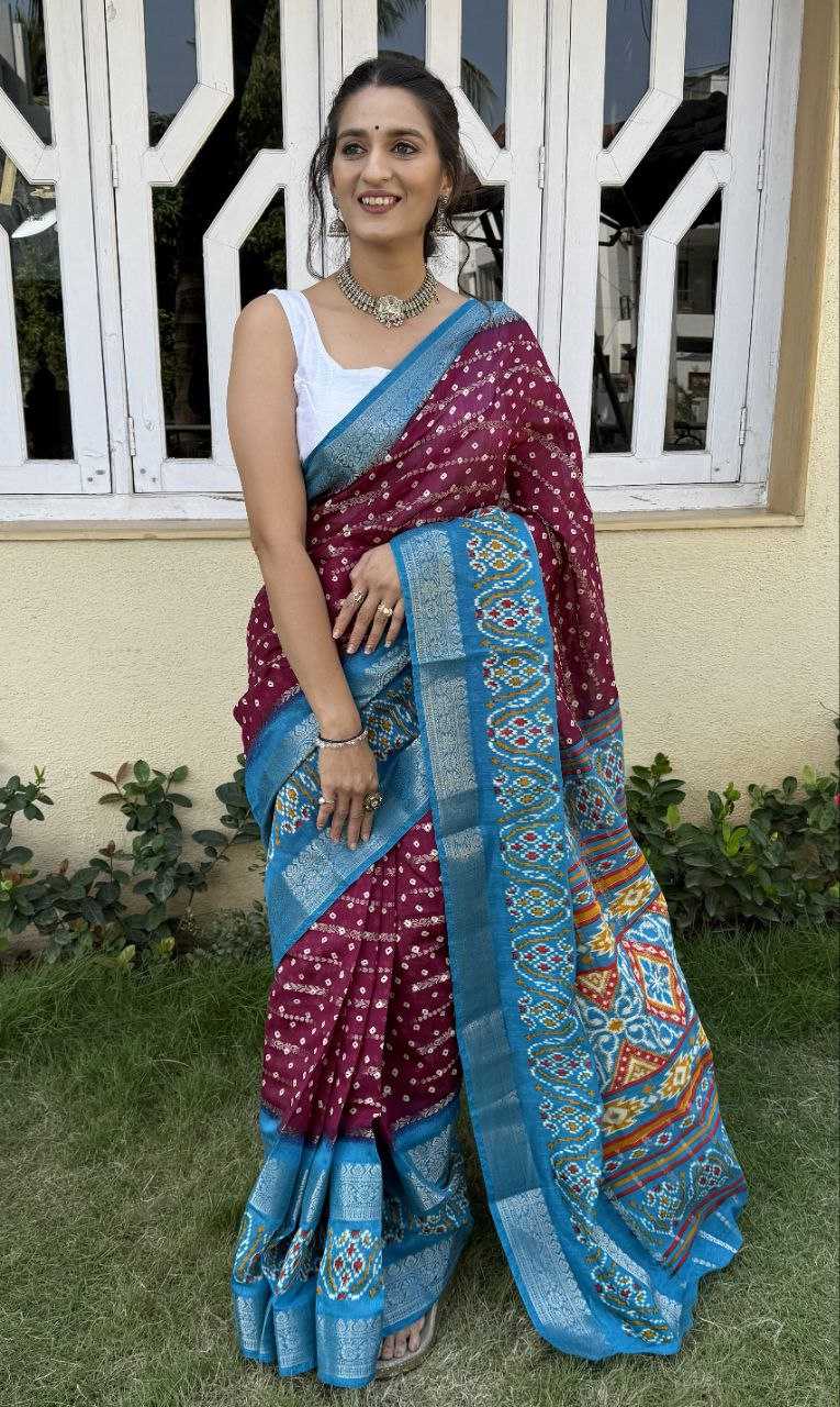 YNF COTTON SILK KESH117 RWC82 SAREES WHOLESALE COTTON BANDHANI JACQUARD SILK SAREES MANUFACTURER - Deevit International