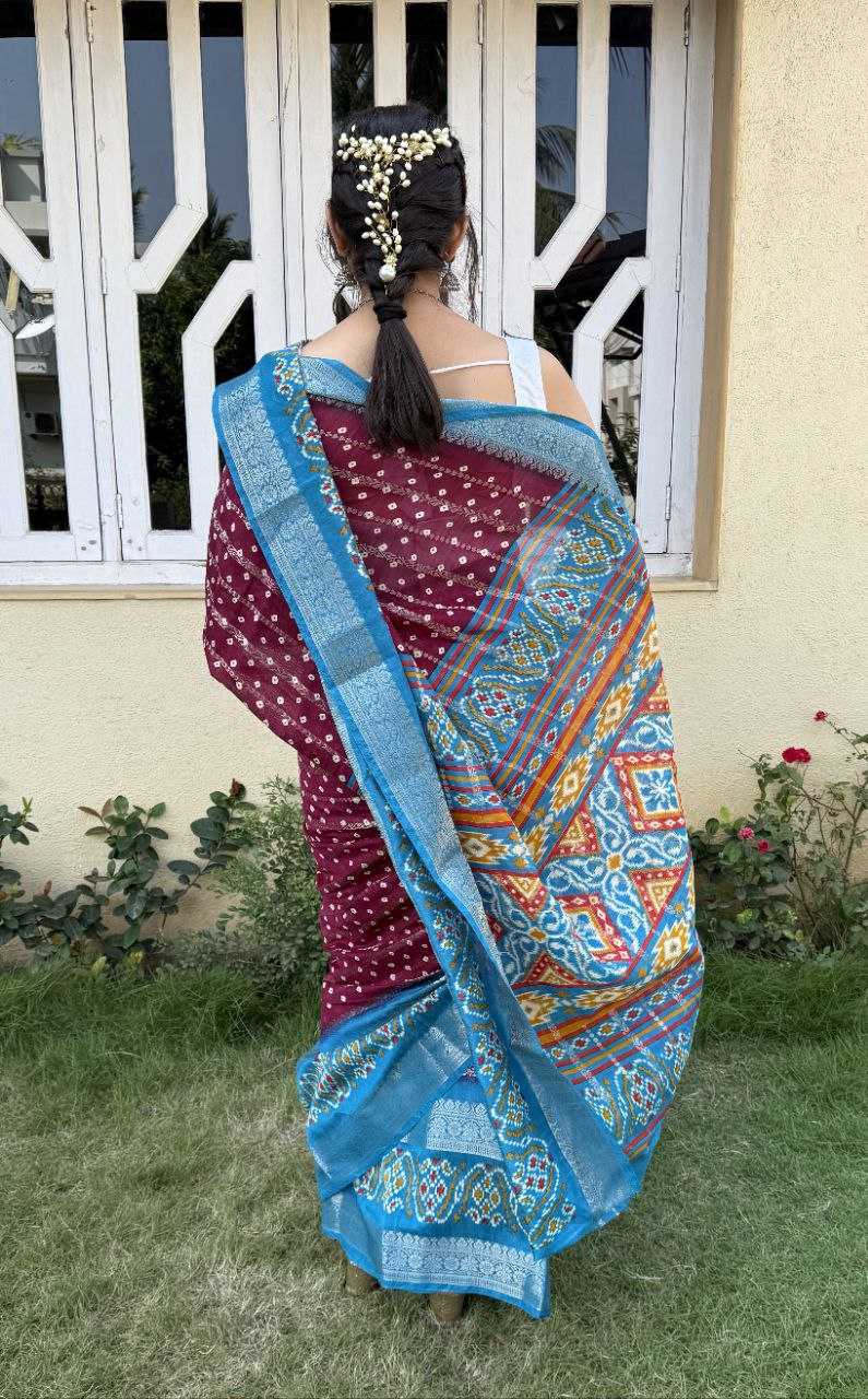 YNF COTTON SILK KESH117 RWC82 SAREES WHOLESALE COTTON BANDHANI JACQUARD SILK SAREES MANUFACTURER - Deevit International