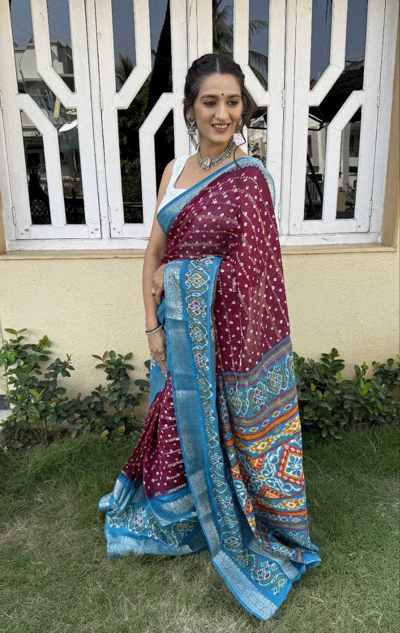 YNF COTTON SILK KESH117 RWC82 SAREES WHOLESALE COTTON BANDHANI JACQUARD SILK SAREES MANUFACTURER - Deevit International