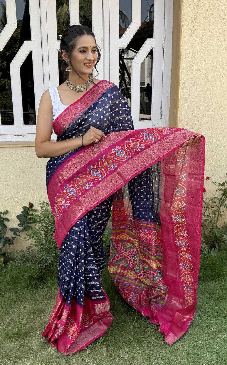 YNF COTTON SILK KESH117 RWC82 SAREES WHOLESALE COTTON BANDHANI JACQUARD SILK SAREES MANUFACTURER - Deevit International