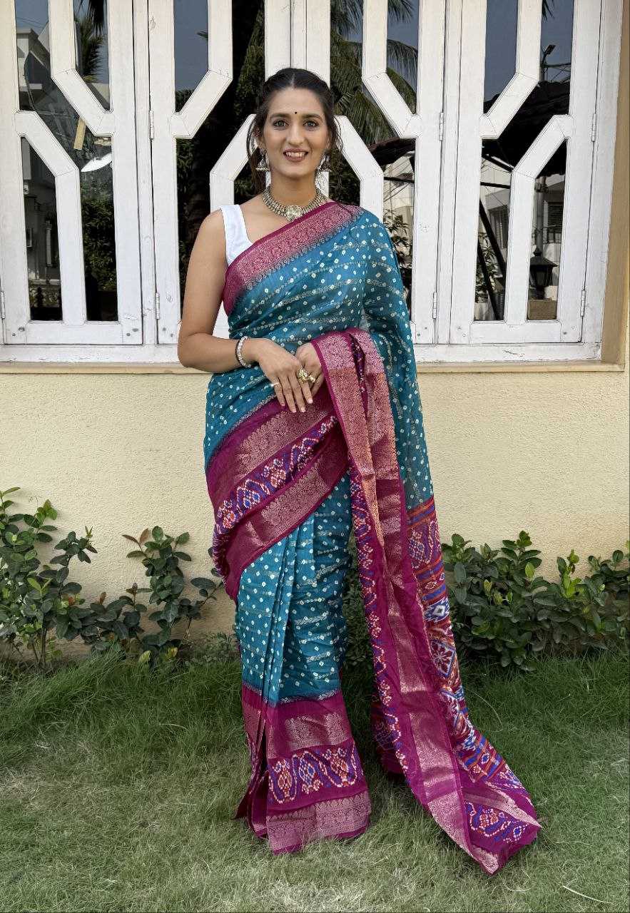 YNF COTTON SILK KESH117 RWC82 SAREES WHOLESALE COTTON BANDHANI JACQUARD SILK SAREES MANUFACTURER - Deevit International