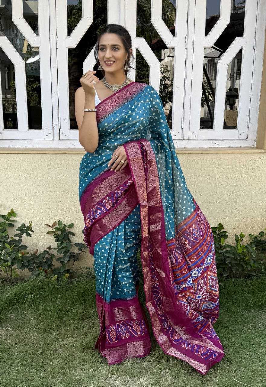 YNF COTTON SILK KESH117 RWC82 SAREES WHOLESALE COTTON BANDHANI JACQUARD SILK SAREES MANUFACTURER - Deevit International