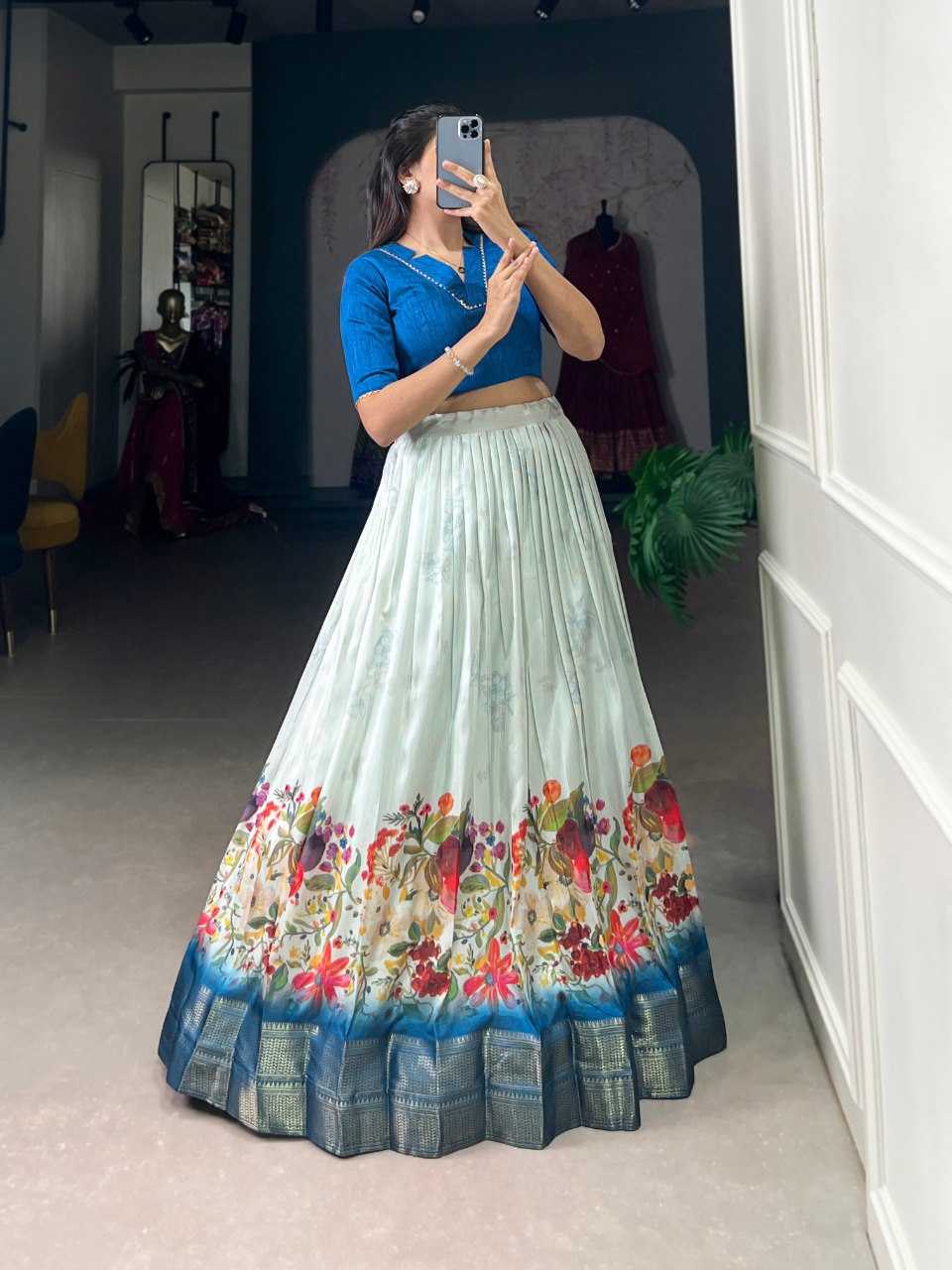 YNF COTTON SILK KESH136 1128 LEHENGAS WHOLESALE LEHENGA WITH BLOUSE SILK PRINTED LEHENGAS MANUFACTURER - Deevit International