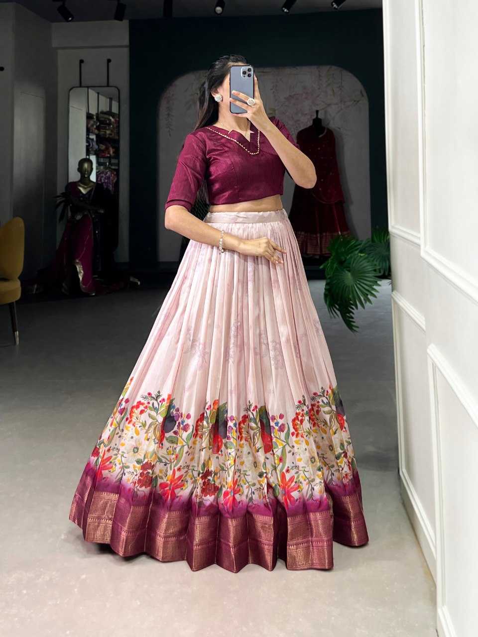 YNF COTTON SILK KESH136 1128 LEHENGAS WHOLESALE LEHENGA WITH BLOUSE SILK PRINTED LEHENGAS MANUFACTURER - Deevit International