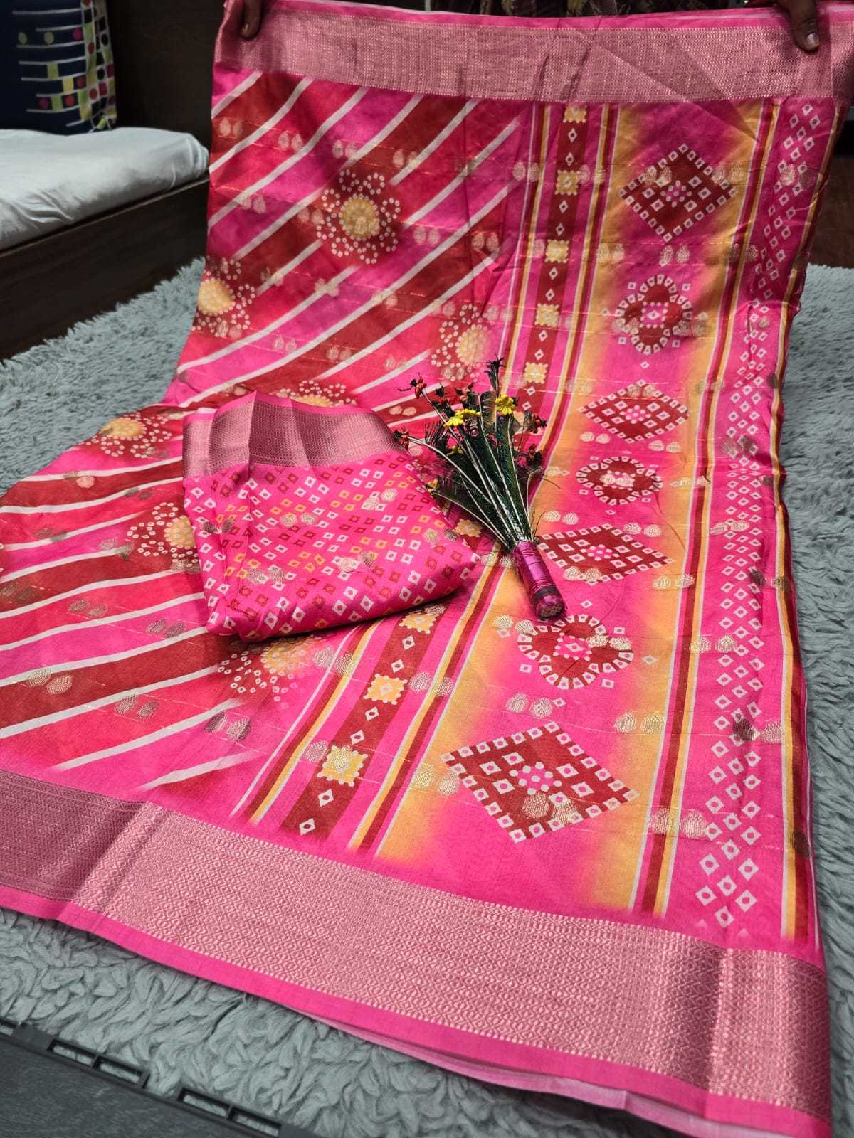 YNF DOLA SILK RIN128 RJK112 SAREES WHOLESALE DOLA SILK PRINTED SILK ZARI BORDER SILK SAREES MANUFACTURER - Deevit International