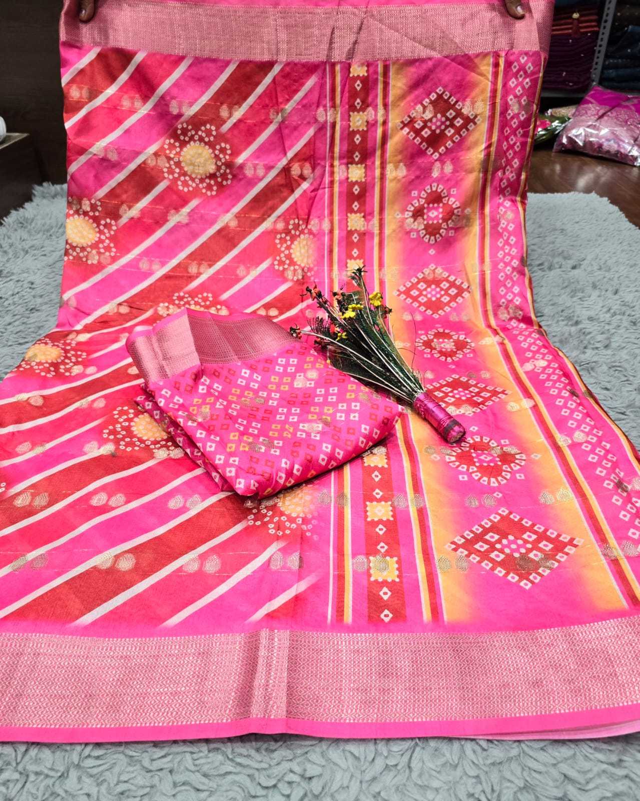 YNF DOLA SILK RIN128 RJK112 SAREES WHOLESALE DOLA SILK PRINTED SILK ZARI BORDER SILK SAREES MANUFACTURER - Deevit International