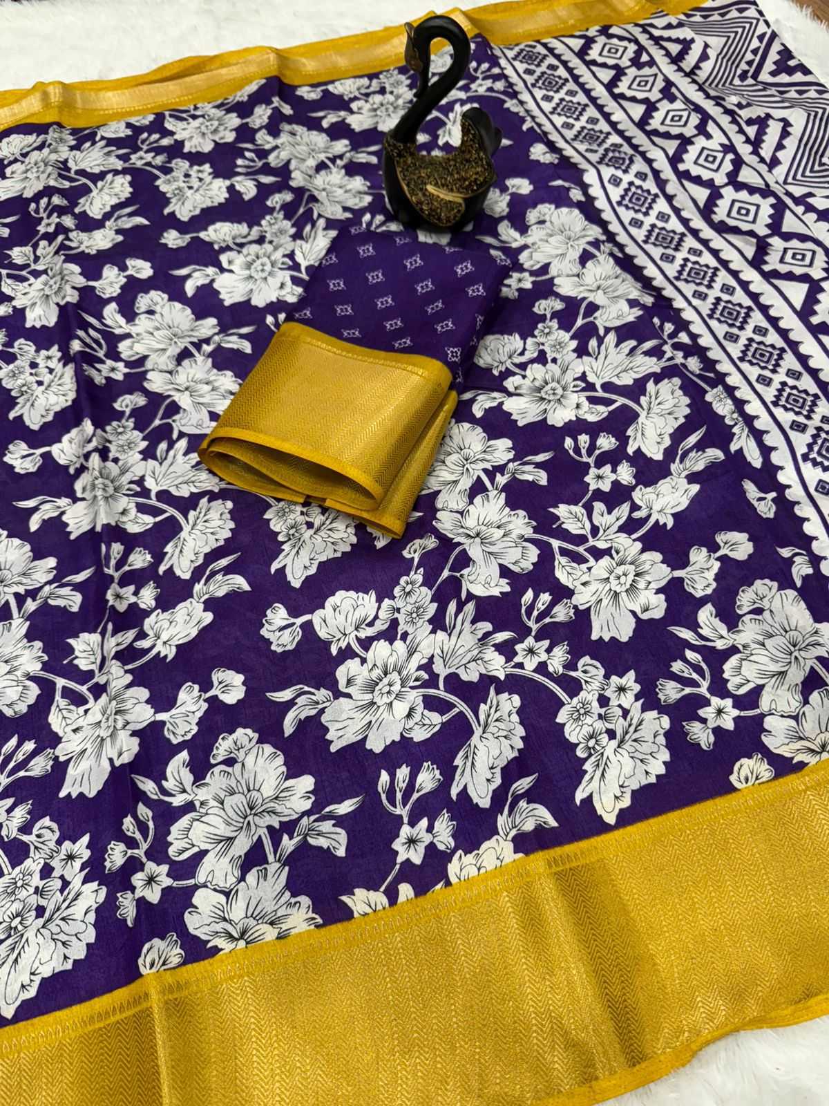 YNF DOLA SILK RIN138 RLC02 WHOLESALE DOLA SILK ZARI BORDER SOFT PRINTED SILK SAREE MANUFACTURER - Deevit International