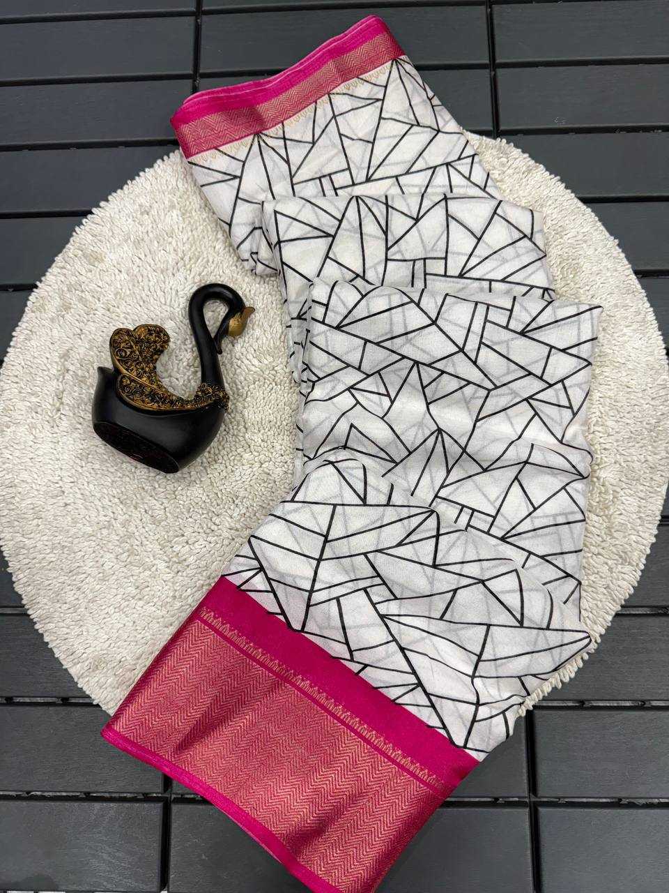 YNF DOLA SILK RIN179 770 SILK SAREES WHOLESALE DOLA SILK PRINTED SILK WHITE SILK SAREES MANUFACTURER - Deevit International