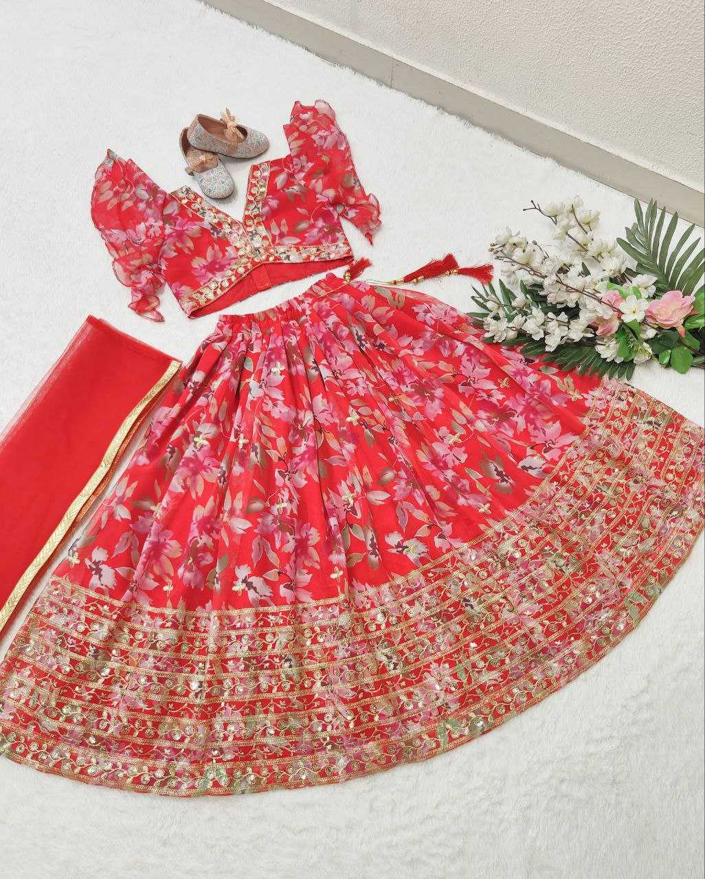 YNF FAUX GEORGETTE KESH168 MNT45 KIDS WEAR WHOLESALE KIDS LEHENGA KIDS TRADITIONAL OUTFITS KIDS LEHENGA CHOLI KIDS FESTIVE WEAR KIDS WEDDING OUTFITS MANUFACTURER - Deevit International