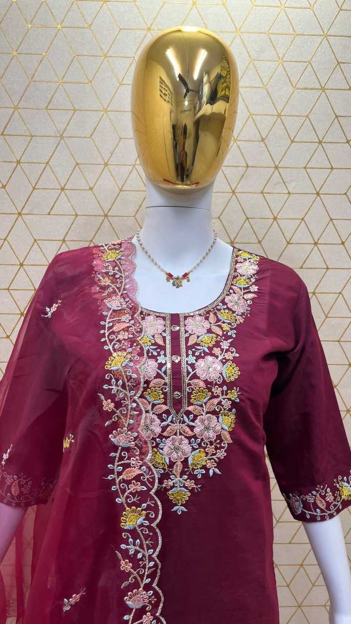 YNF HEAVY ROMAN SILK KESH247 7025 SUITS & DRESSES WHOLESALE EMBROIDEREY WEDDING LADIES SILK SUITS MANUFACTURE - Deevit International