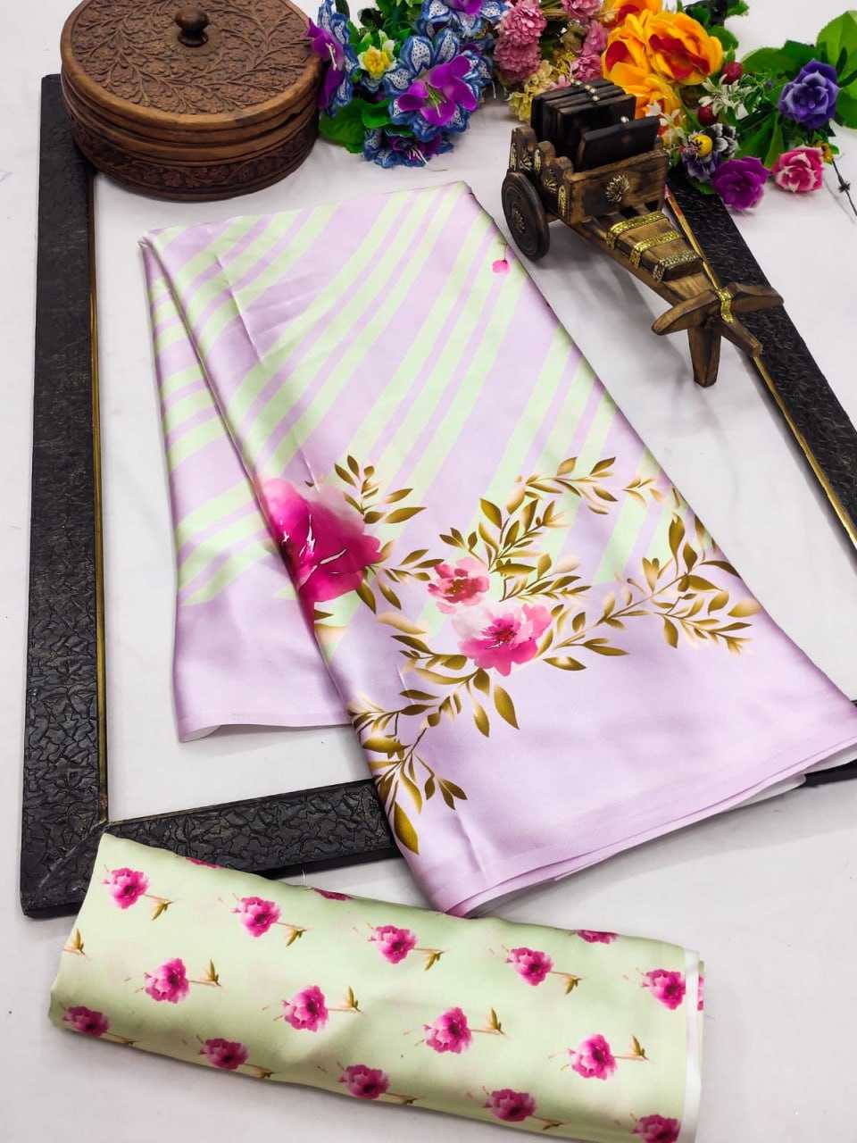 YNF JAPAN SARTIN KESH254 SUA03 SAREES WHOLESALE PRINTED PARTY WEAR SATIN SAREES MANUFACTURER - Deevit International