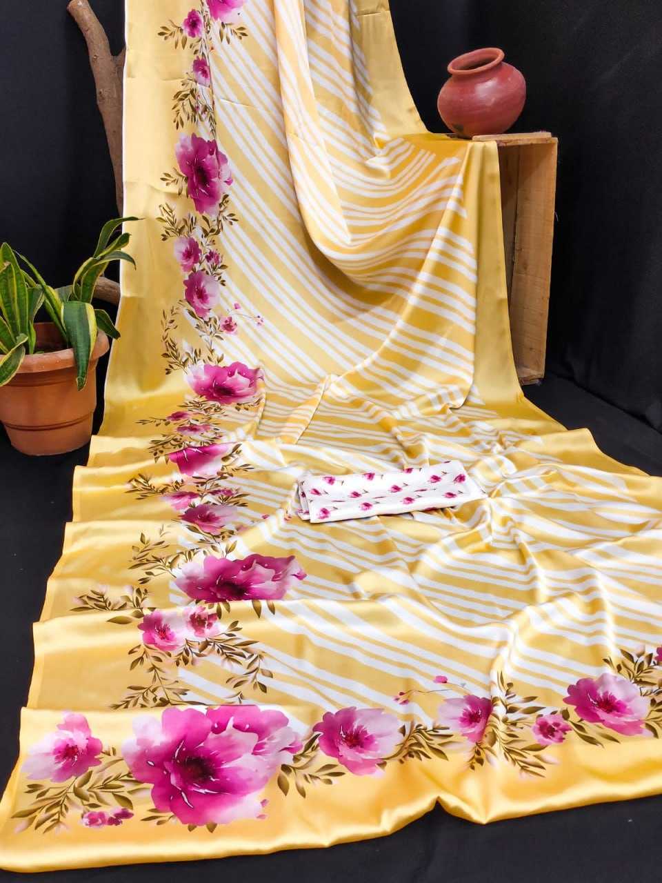 YNF JAPAN SARTIN KESH254 SUA03 SAREES WHOLESALE PRINTED PARTY WEAR SATIN SAREES MANUFACTURER - Deevit International