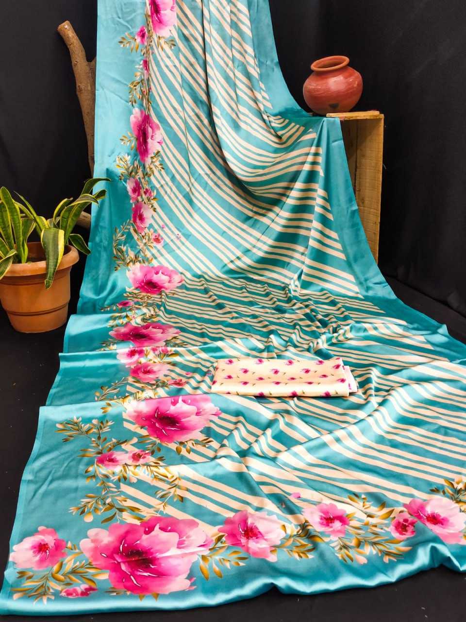 YNF JAPAN SARTIN KESH254 SUA03 SAREES WHOLESALE PRINTED PARTY WEAR SATIN SAREES MANUFACTURER - Deevit International