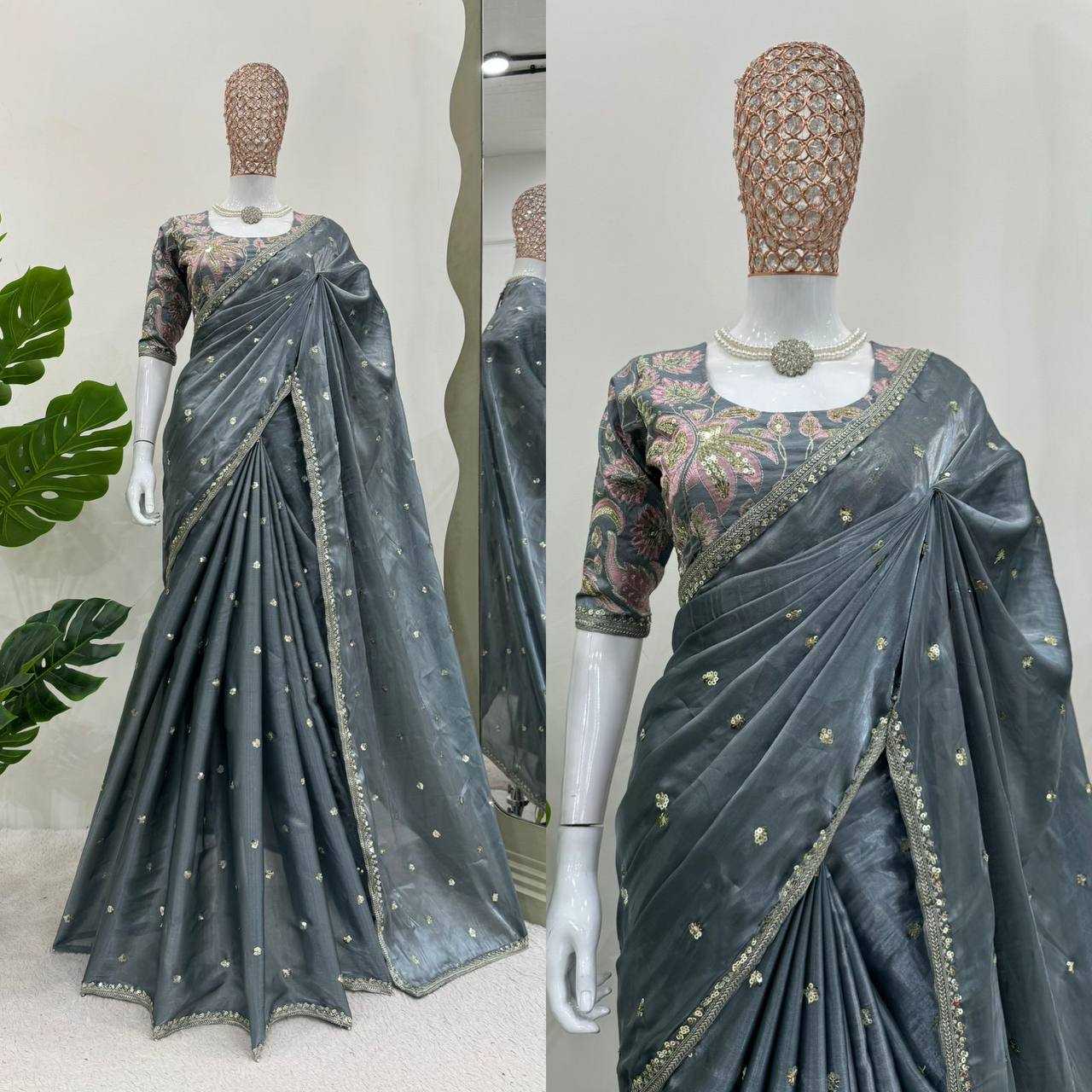 YNF JIMMY CHOO RIN133 495SAR EES WHOLESALE JIMMY CHOO PARTY WEAR SEQUENCE SAREES MANUFACTURER - Deevit International