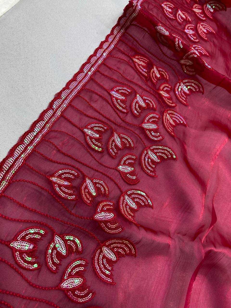 YNF JIMMY CHOO RIN188 Canberry5 SAREES WHOLESALE SEQUENCE PARTY WEAR EMBROIDERED JIMMY CHOO SAREES MANUFACTURER - Deevit International