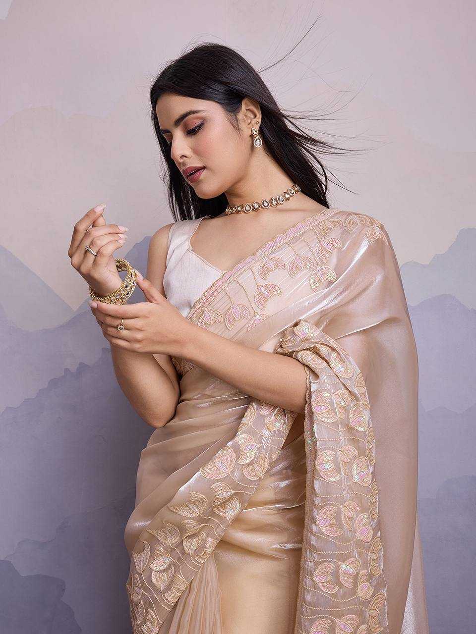 YNF JIMMY CHOO RIN188 Canberry5 SAREES WHOLESALE SEQUENCE PARTY WEAR EMBROIDERED JIMMY CHOO SAREES MANUFACTURER - Deevit International