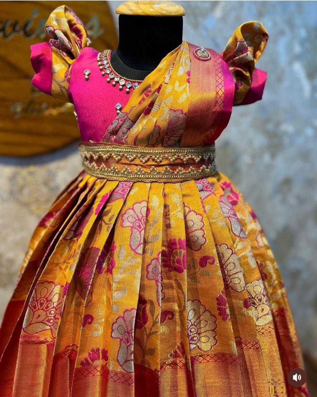 YNF KANJIVARAM SILK RIN192 8040 KIDS WEAR WHOLESALE KIDS WEDDING FESTIVEL GOWN MANUFACTURER - Deevit International