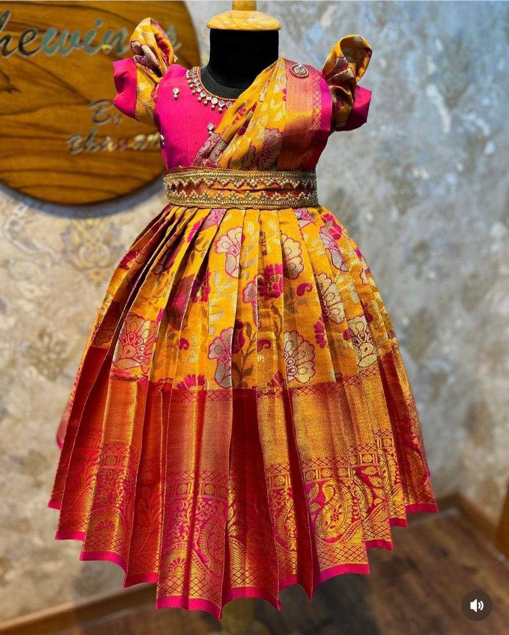 YNF KANJIVARAM SILK RIN192 8040 KIDS WEAR WHOLESALE KIDS WEDDING FESTIVEL GOWN MANUFACTURER - Deevit International