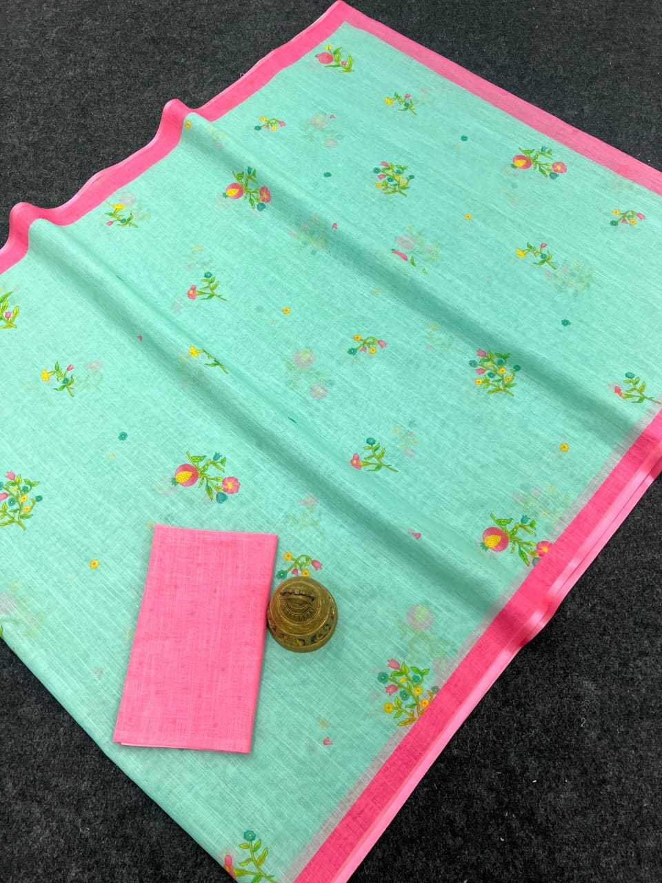 YNF LINEN KESH255 ETF10 SAREES WHOLESALE COTTON PRINTED LINEN SAREES MANUFACTURER - Deevit International