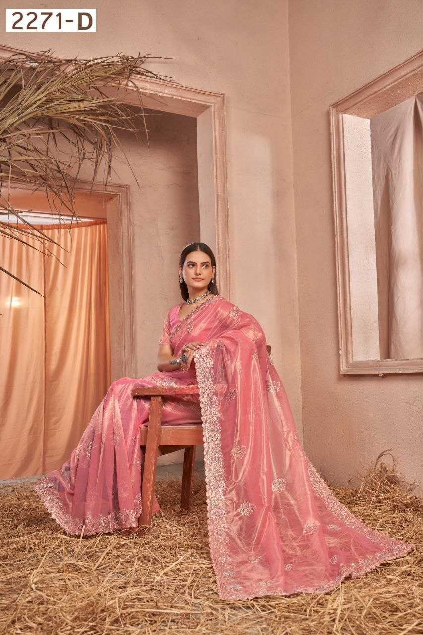 YNF NET RIN195 2271 SAREES WHOLESALE NET EMBROIDERED CUT WORK SAREES MANUFACTURER - Deevit International