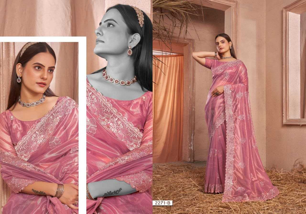 YNF NET RIN195 2271 SAREES WHOLESALE NET EMBROIDERED CUT WORK SAREES MANUFACTURER - Deevit International