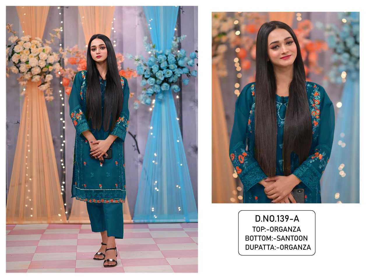 YNF ORGANZA RIN129 139 SUITS & DRESSES WHOLESALE UNSTITCHED SUITS EMANUFACTURER - Deevit International