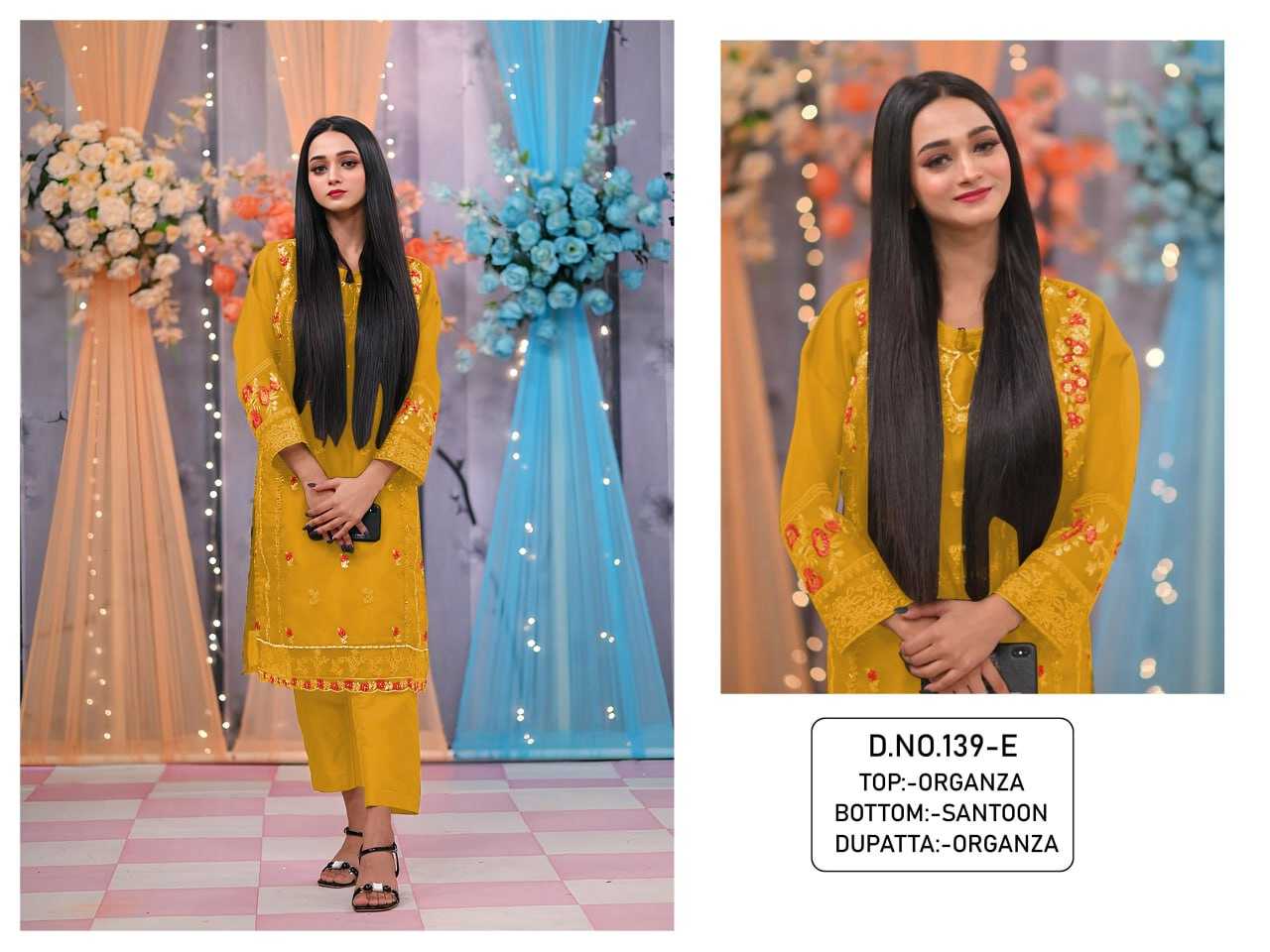 YNF ORGANZA RIN129 139 SUITS & DRESSES WHOLESALE UNSTITCHED SUITS EMANUFACTURER - Deevit International