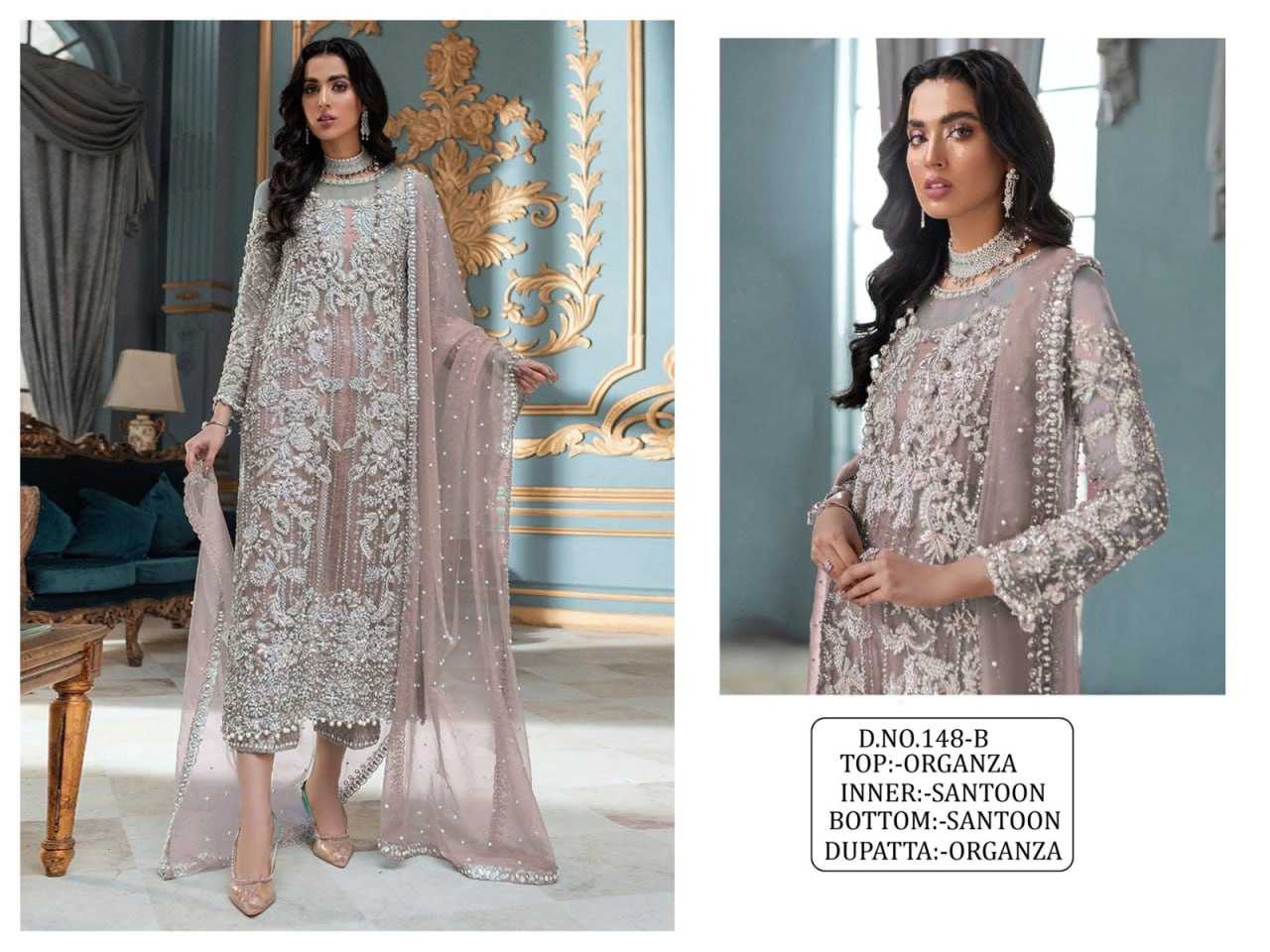 YNF ORGANZA RIN129 148 SUITS & DRESSES WHOLESALE EMBROIDERY SEMI STITCHED SUITS MANUFACTURER - Deevit International