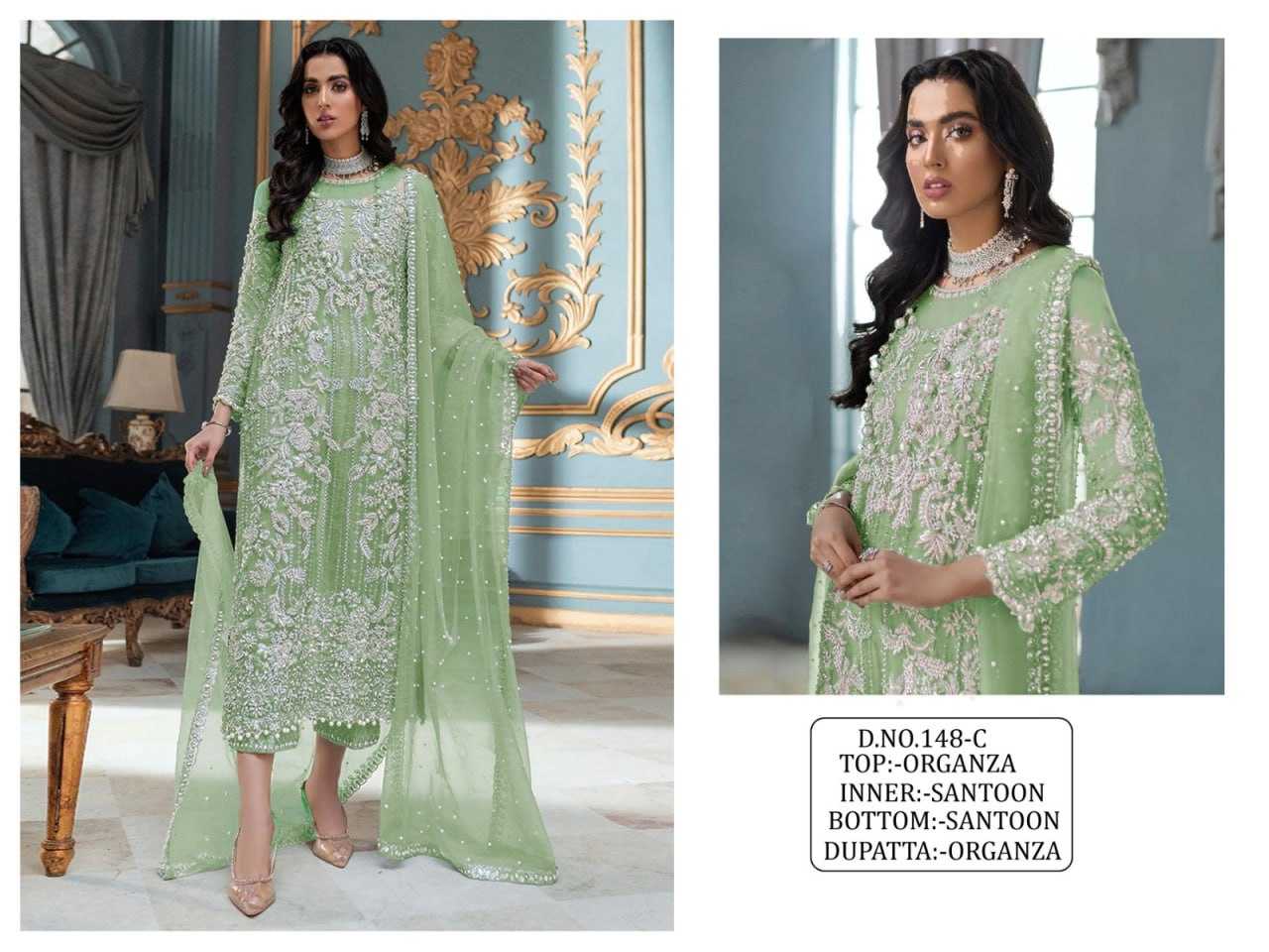 YNF ORGANZA RIN129 148 SUITS & DRESSES WHOLESALE EMBROIDERY SEMI STITCHED SUITS MANUFACTURER - Deevit International