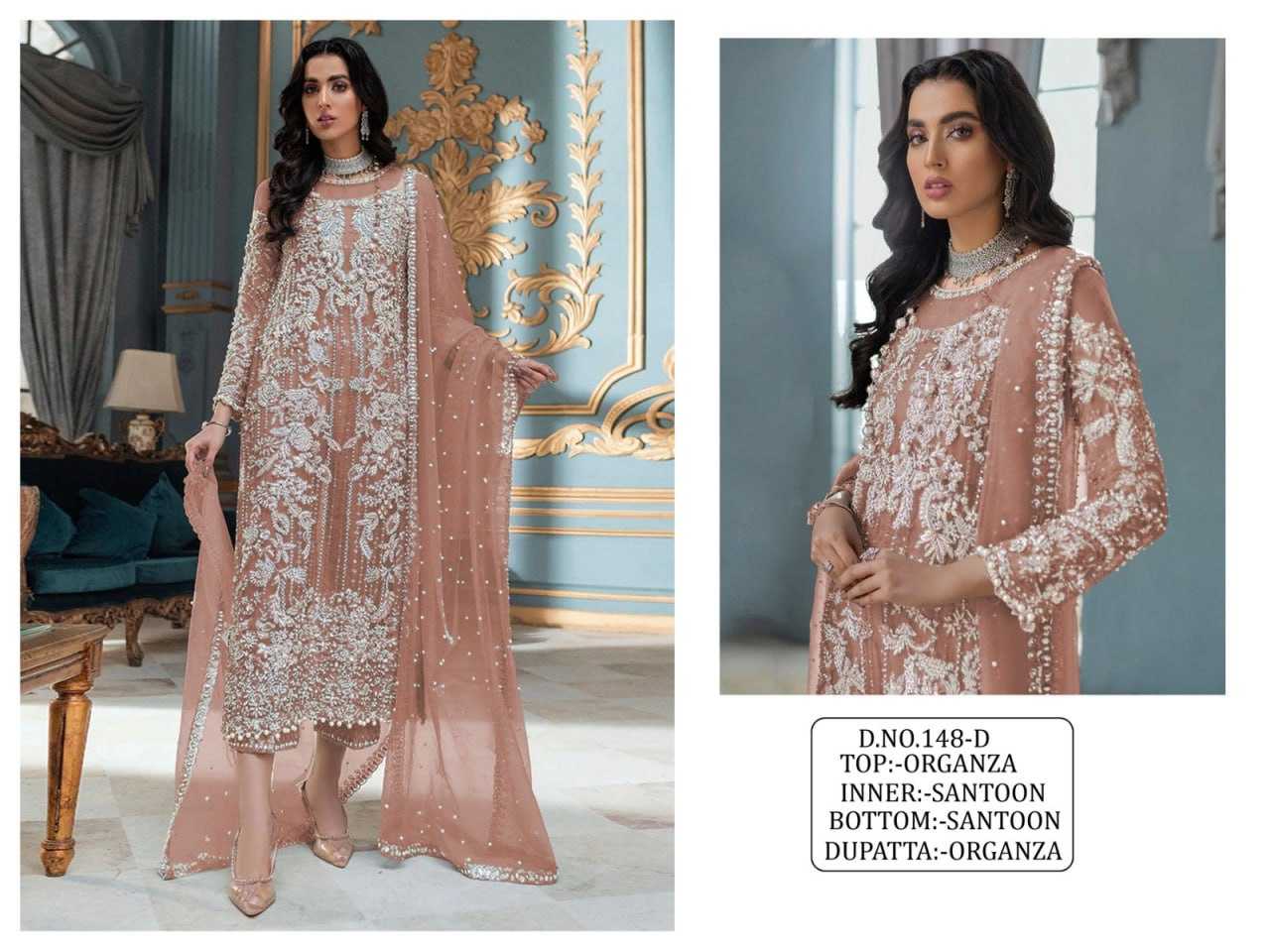 YNF ORGANZA RIN129 148 SUITS & DRESSES WHOLESALE EMBROIDERY SEMI STITCHED SUITS MANUFACTURER - Deevit International