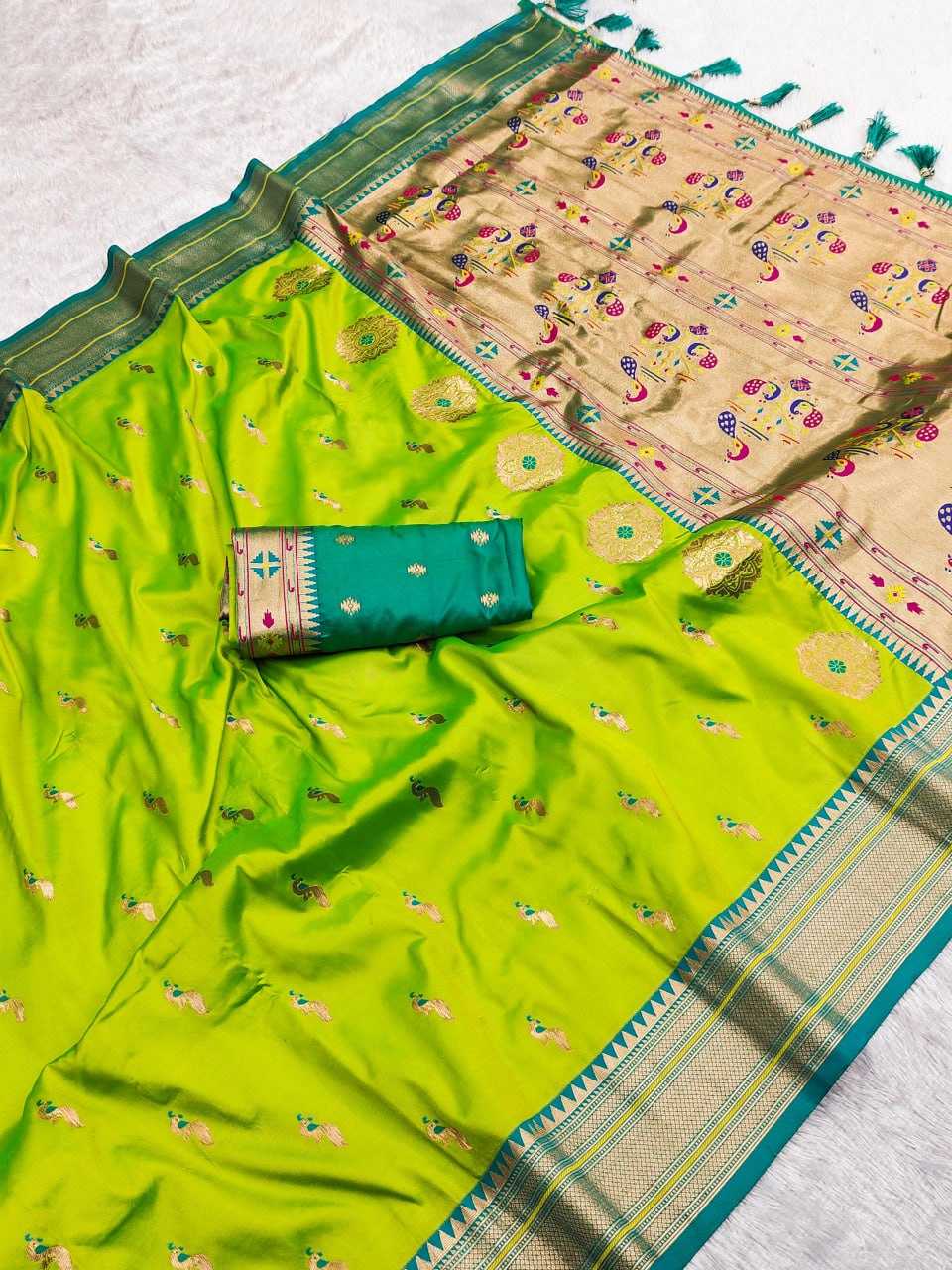 YNF PAITHANI SILK RIN150 Peacock Paithani Paithani SAREES WHOLESALE FESTIVEL PAITHANI SOFT SILK SAREES MANUFACTURER - Deevit International