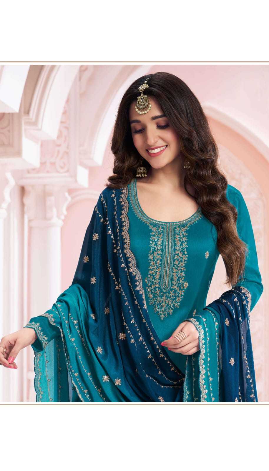 YNF SILK KESH235 SUHAAG SUITS & DRESSES WHOLESALE PALAZZO EMBROIDERY WEDDING SUITS MANUFACTURE - Deevit International