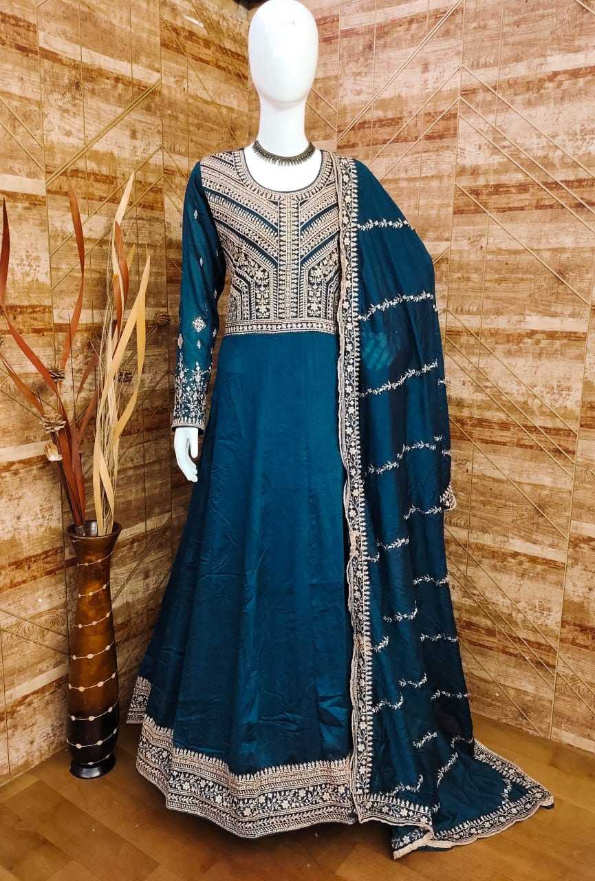 YNF SILK RIN129 9517  GOWNS WHOLESALE WEDIDING PRINTED LONG SILK GOWNS MANUFACTURER - Deevit International