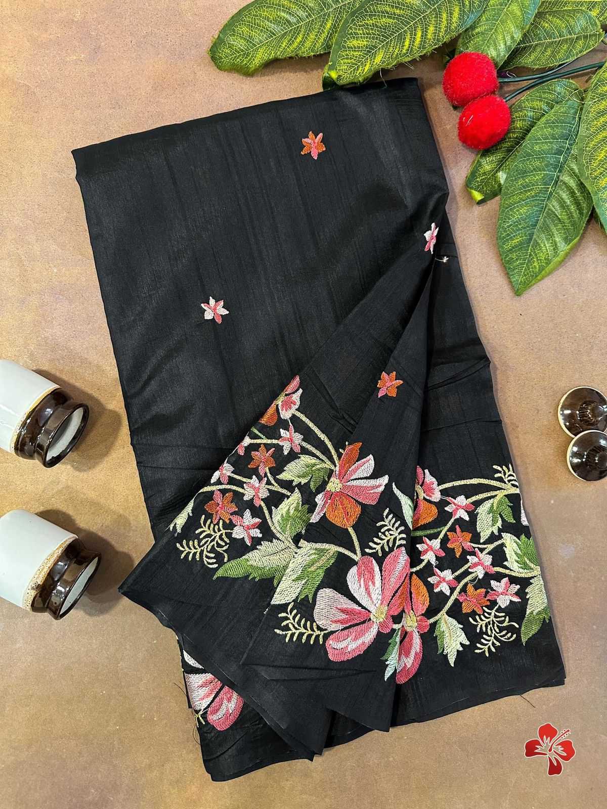 YNF SILK RIN163 RAE44 SAREES WHOLESALE LADIES EMBROIDERED BLACK SILK SAREES MANUFACTURER - Deevit International