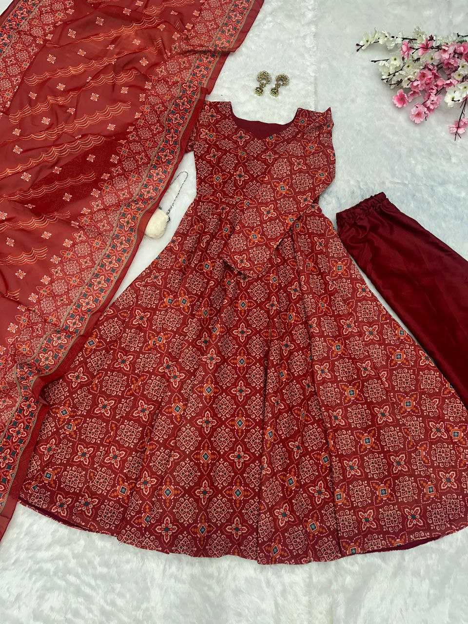 YNF SOFT COTTON KESH154 1140 GOWNS WHOLESALE PRINTED FANCY ANARAKLI GOWNS MANUFACTURER - Deevit International