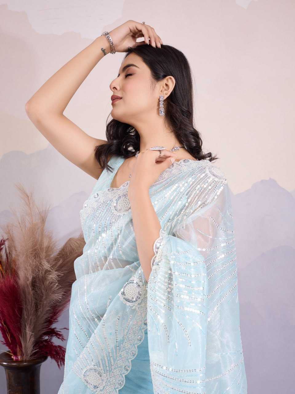 YNF SOFT NET RIN188 Kohinoor1 SAREES WHOLESALE SEQUENCE EMBROIDERED NET FESTIVE SAREES MANUFACTURER - Deevit International