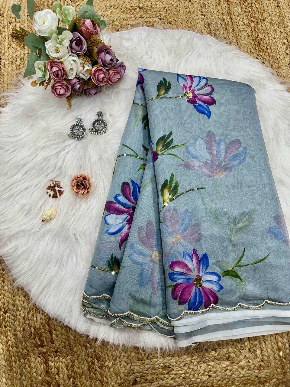 YNF TABBY SILK KESH250 RGF06 SAREES WHOLESALE PRINTED PRINTED HAND WORK SILK SAREES MANUFACTURER - Deevit International