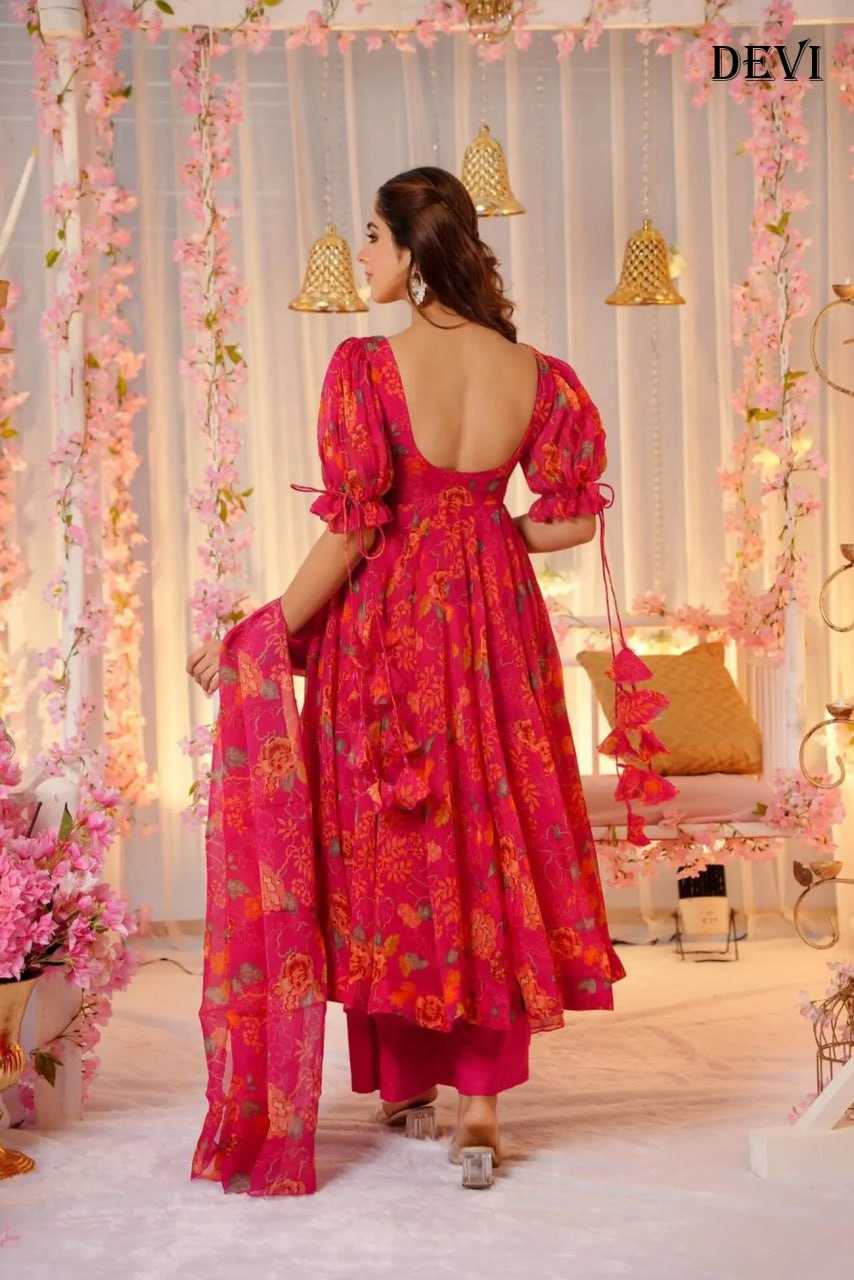 YNF TABBY SILK RIN131 DEVI V~6 GOWNS WHOLESALE PRINTED FANCY ANARAKLI SILK GOWNS MANUFACTURER - Deevit International