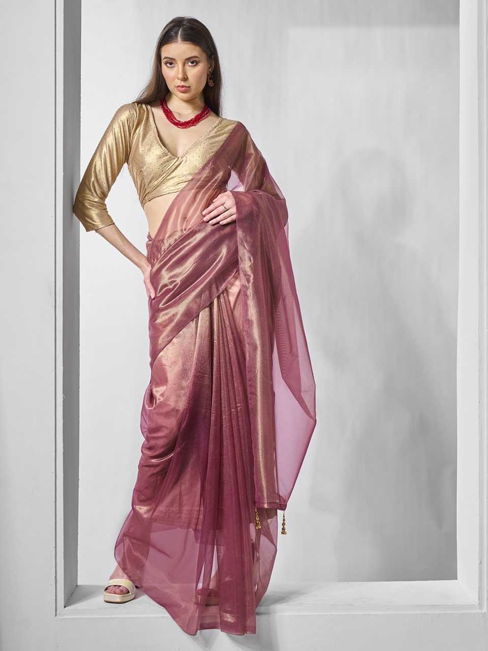 YNF TISSUE SILK KESH235 TISSUE SAREES WHOLESALE PARTY WEAR NET TISSUE SILK PAIN SAREES MANUFACTURER - Deevit International