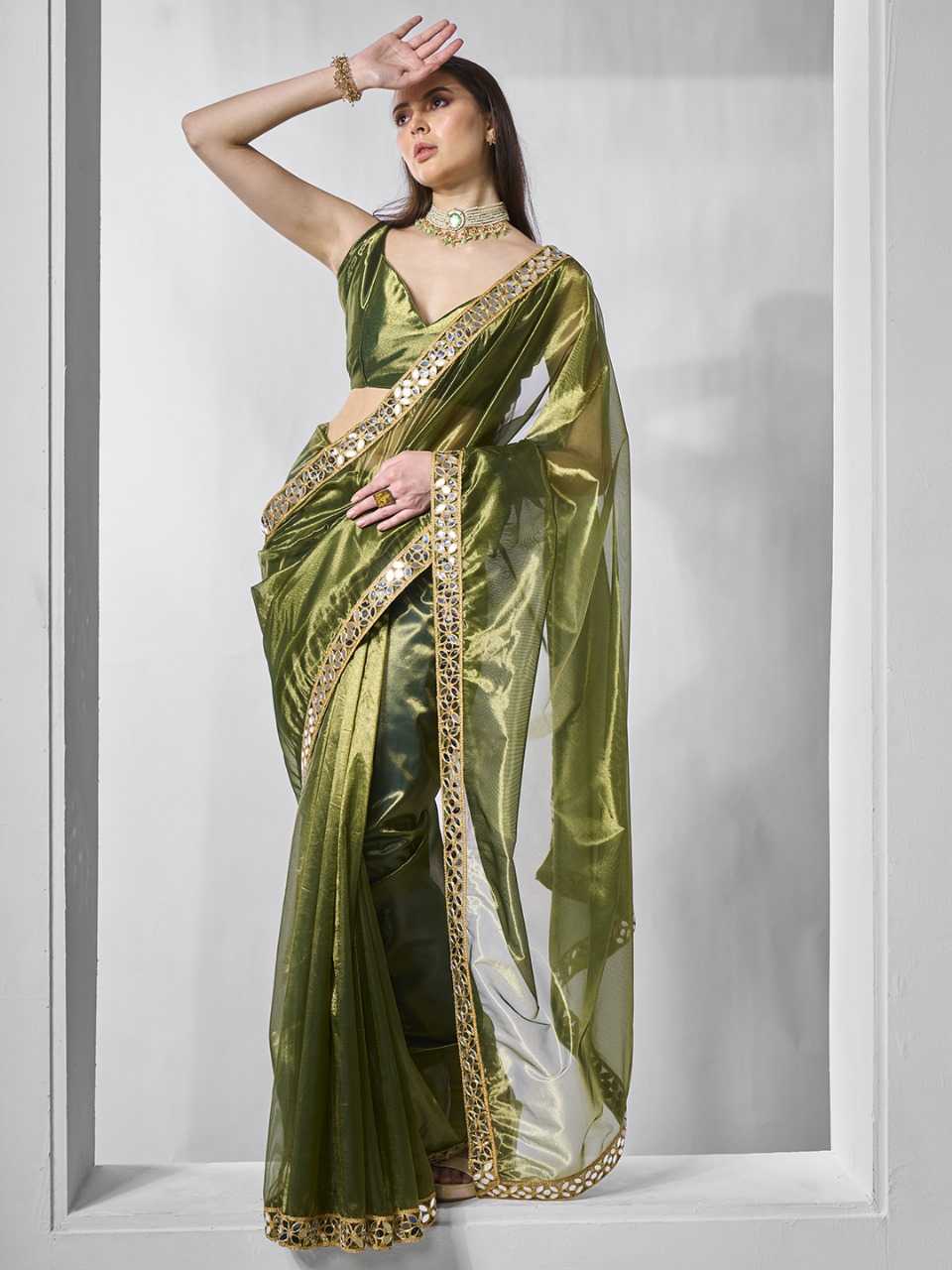 YNF TISSUE SILK KESH235 TISSUE SAREES WHOLESALE PARTY WEAR NET TISSUE SILK PAIN SAREES MANUFACTURER - Deevit International