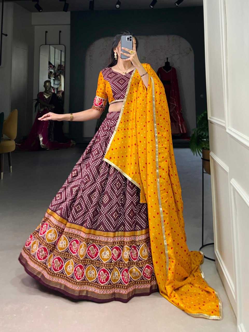 YNF TUSSAR SILK KESH134 1687 LEHENGAS WHOLESALE SILK TRADITIONAL PRINTED LEHENGAS MANUFACTURER - Deevit International