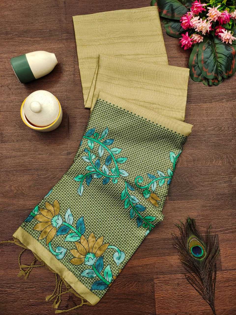 YNF TUSSAR SILK KESH165 RBN31 SAREES WHOLESALE TRADITIONAL EMBROIDERED TUSSAR SILK SAREES MANUFACTURER - Deevit International